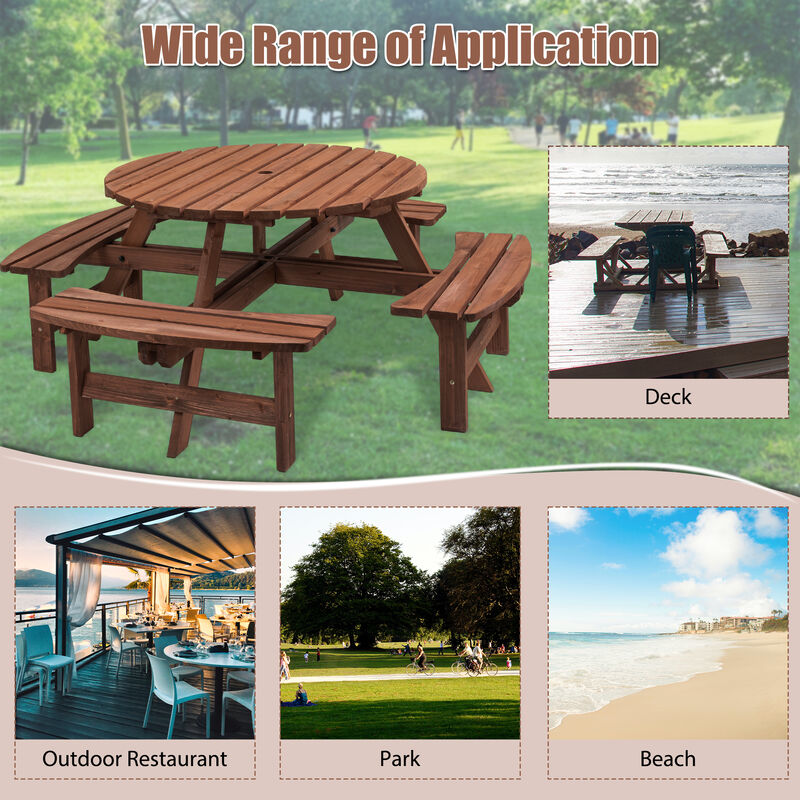 Gwogfa 8 Person Wooden Picnic Table image number 7