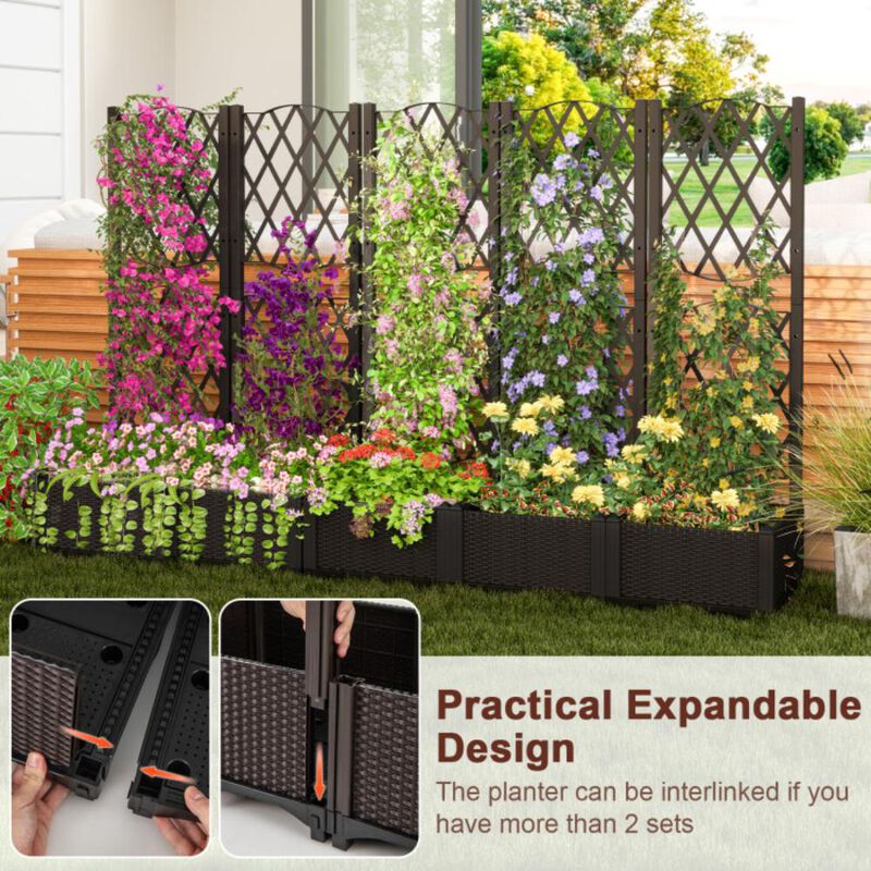 Hivvago Raised Garden Bed with Trellis Planter Box for Climbing Plants