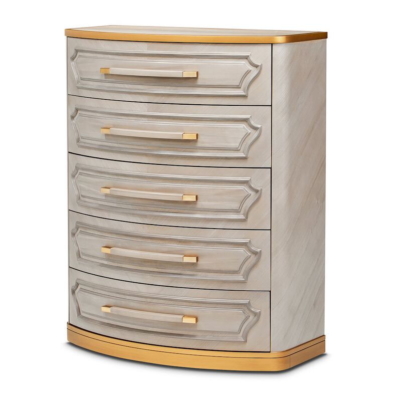 Michael Amini St. Charles 5-Drawer Highboy Chest - Dove Gray