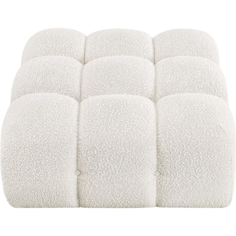 Meridian Furniture Ames Cream Boucle Fabric Ottoman