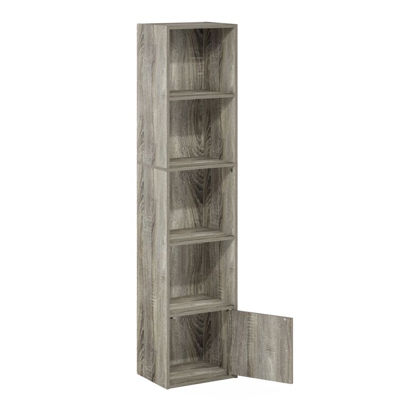 Furinno Luder Shelf Bookcase with 1 Door Storage Cabinet, French Oak