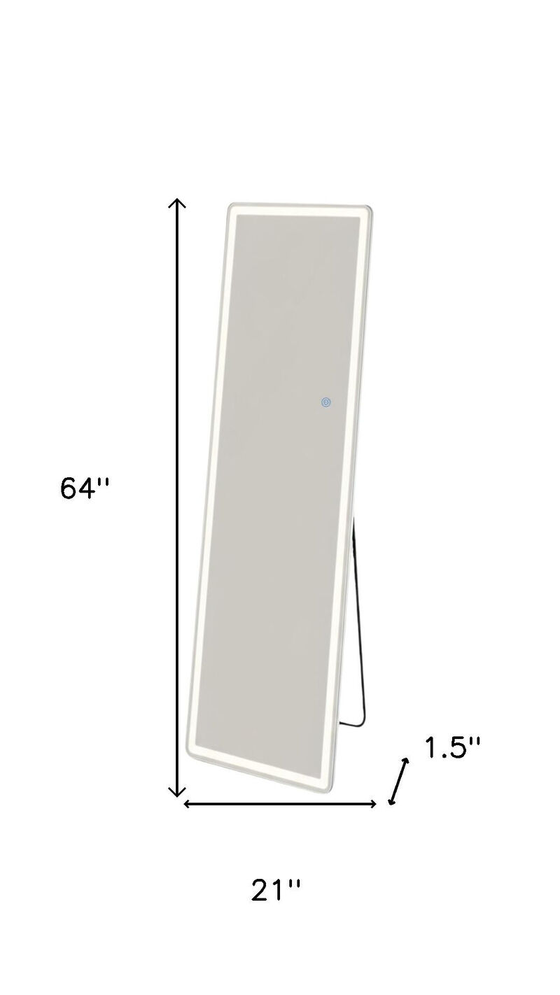 HomeRoots 64" Clear Lighted Freestanding and Wall Mount Frameless Full Length Mirror image number 3