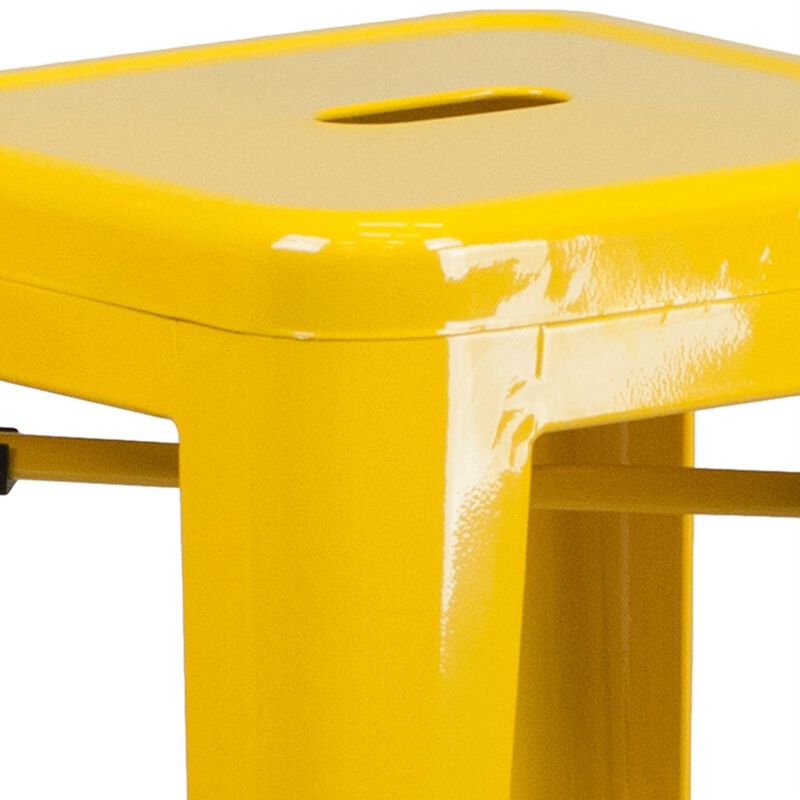Flash Furniture Commercial Grade 30" High Backless Yellow Metal Indoor-Outdoor Barstool with Square Seat image number 2