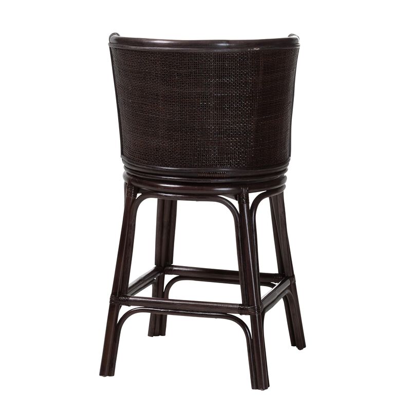 bali & pari Alsip Espresso Rattan Counter Stool with Swivel Seat image number 3