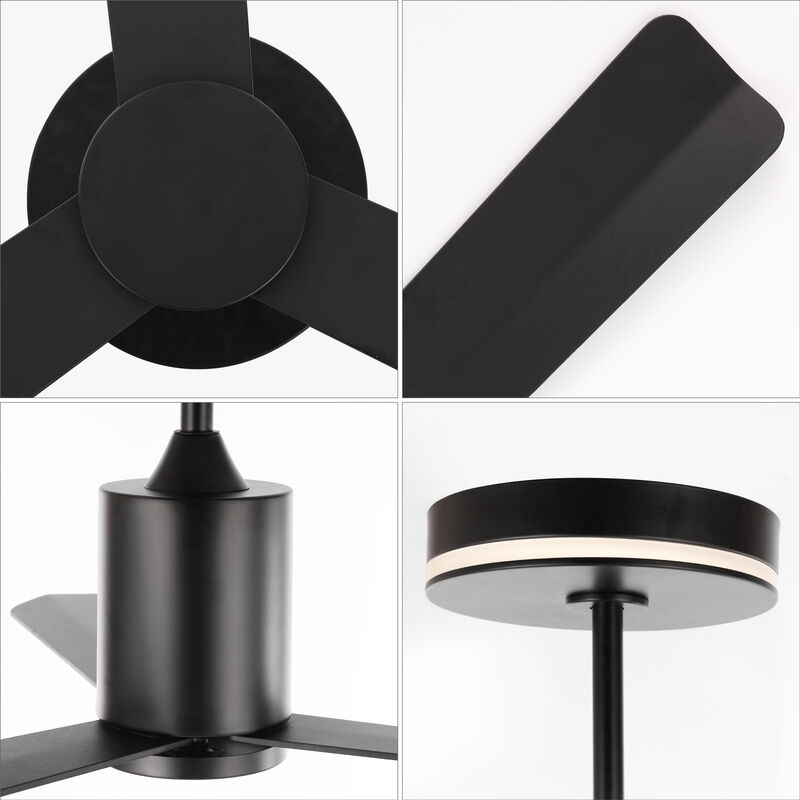 Levi 1-Light Contemporary Minimalist 6-Speed Iron Height Adjustable Integrated LED Ceiling Fan with Remote