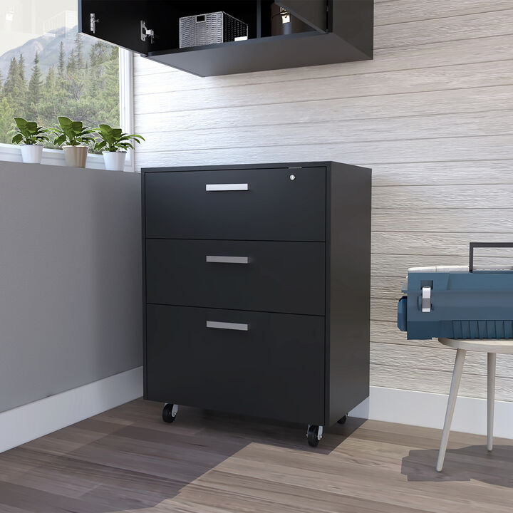 Streamdale Black 3-Drawer Drawer Base Cabinet