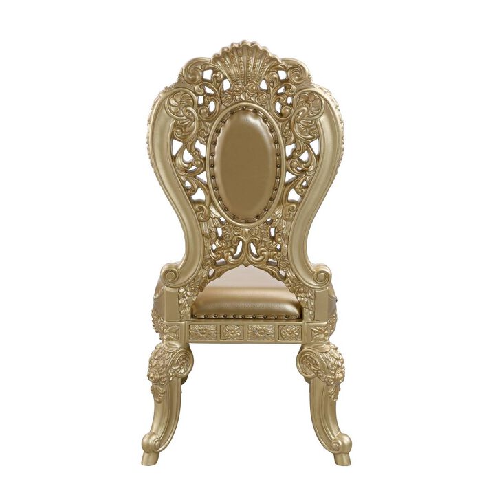 Seville Side Chair (1Pc/1Ctn), Tan PU & Gold Finish DN