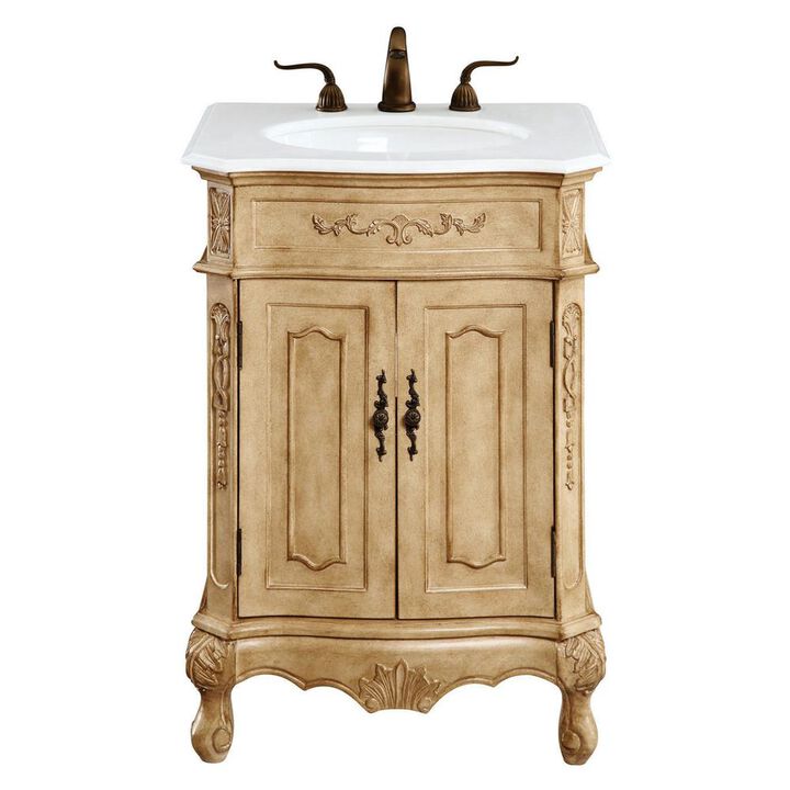 Elegant Kitchen and Bath 24 inch Single Bathroom vanity in Antique Beige
