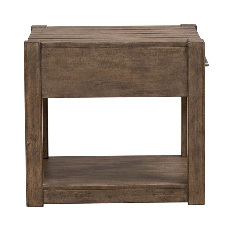 Liberty Furniture Broadmore Living Room Drawer End Table - Cobblestone Brown image number 3