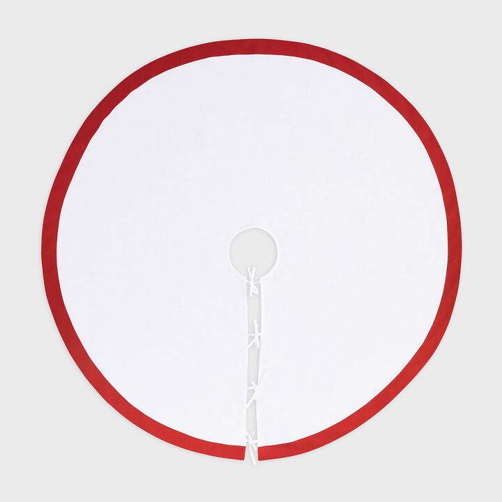 Solino Home 100% Pure Linen Red  - Classic Linen Christmas Tree Skirt