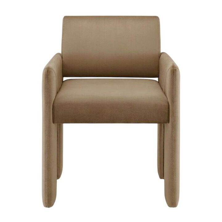 Performance Velvet Dining Armchair with Stain-Resistant Fabric, Taupe