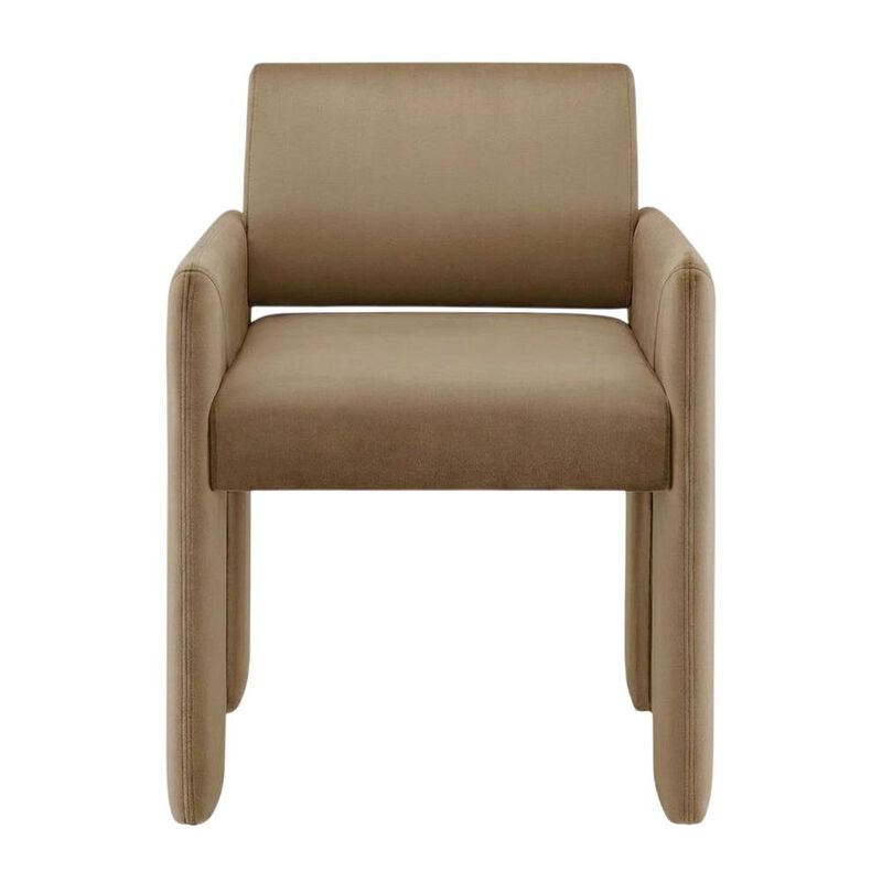 Performance Velvet Dining Armchair with Stain-Resistant Fabric, Taupe image number 0