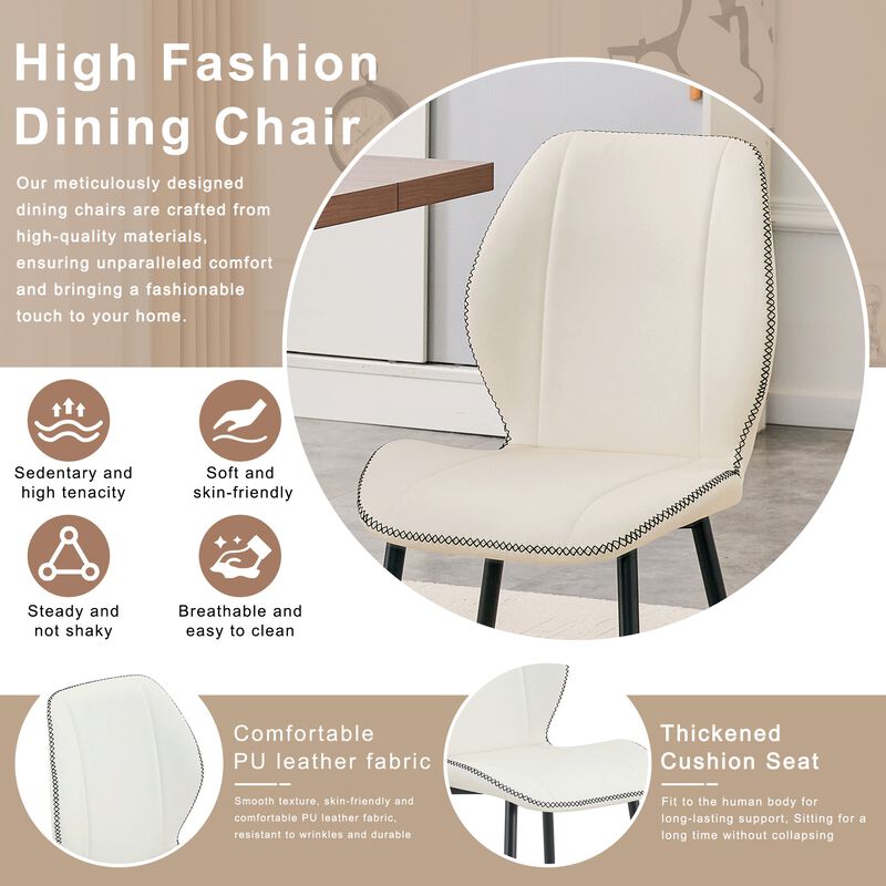 Whisen 4-Pack PU Leather Dining Chairs with Adjustable Feet, Metal Frame, Light Luxury Upholstered Chairs for Dining Room, Office, Study image number 4