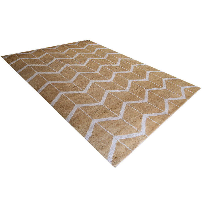 HAND KNOTTED WOOL Geometric AREA RUGS  - Rectangle Shape, Geometric Modern, Medium Pile Handmade Area Rugs for Living Room, Bed Room (N01052) image number 2