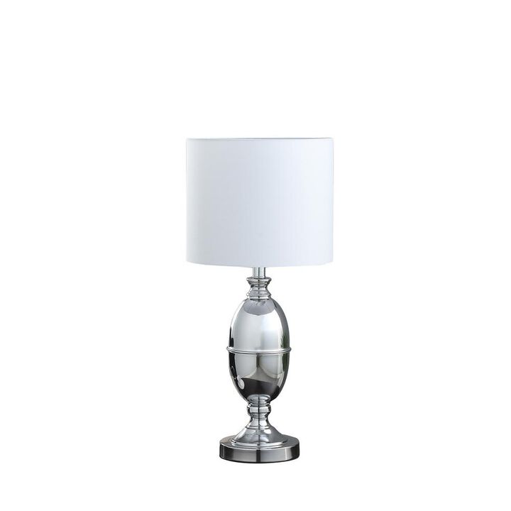 Hivvago 25" Silver Metal Urn Table Lamp With White Drum Shade