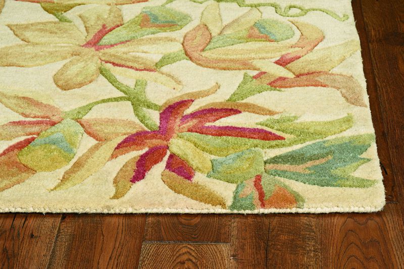 5'X8' Ivory Hand Tufted Tropical Plants Indoor Area Rug image number 0