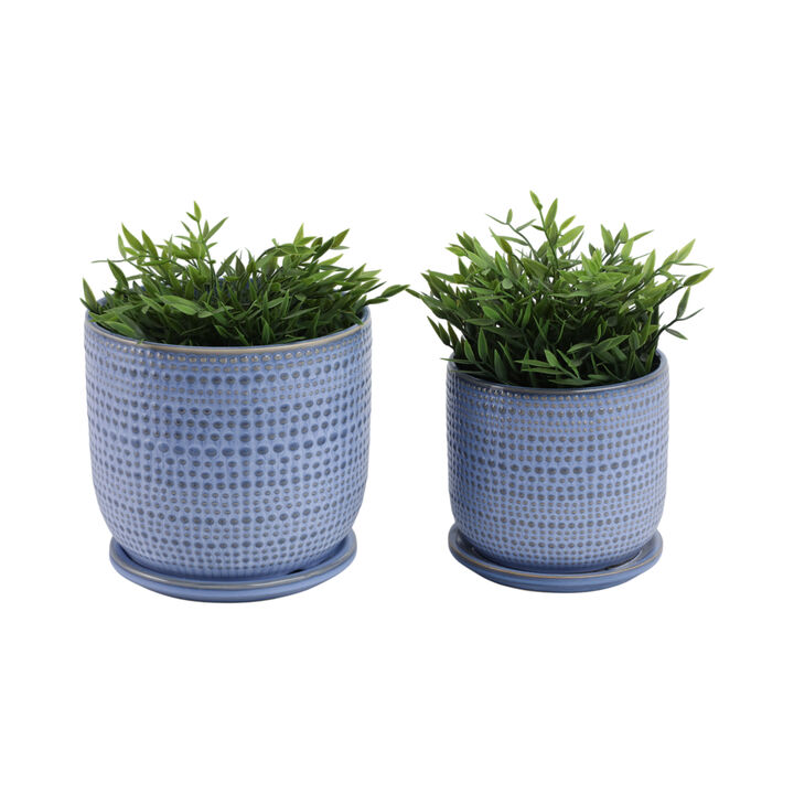S/2 Textured Planter W/ Saucer