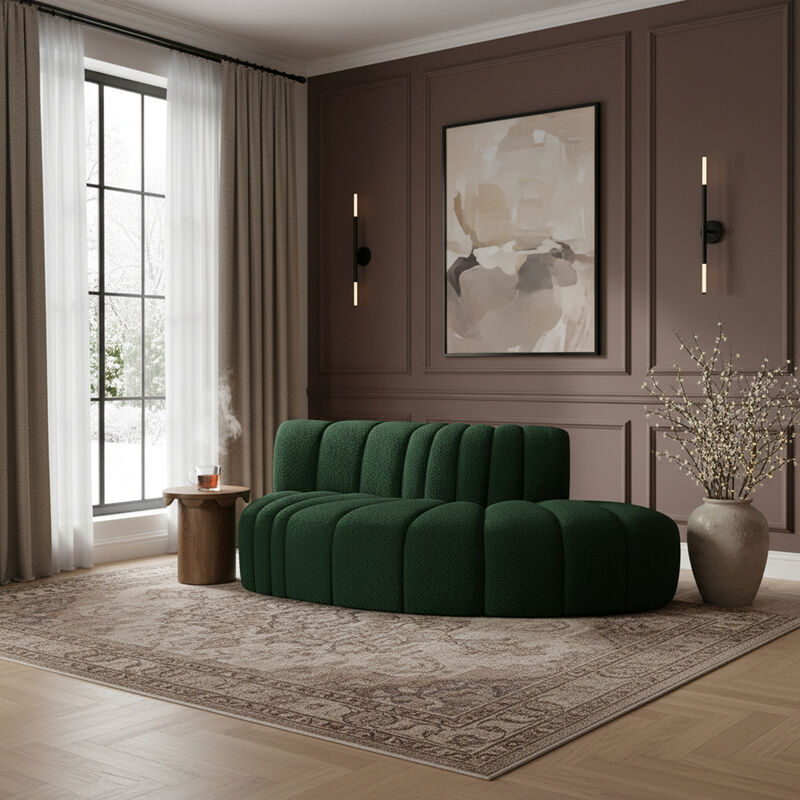 Meridian Furniture Arc Green Boucle Fabric Modular Sofa image number 1