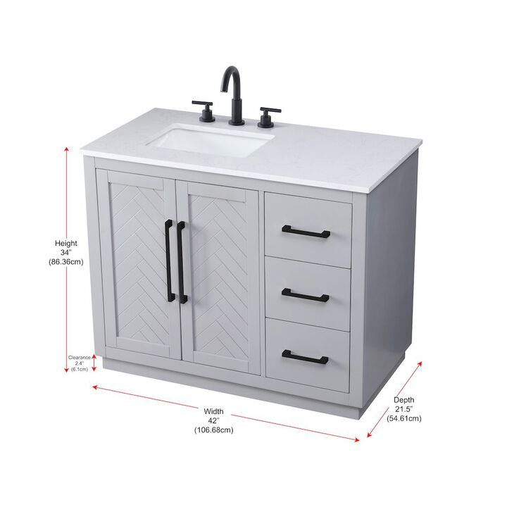 Elegant Kitchen and Bath 42 inch Single Bathroom Vanity in Grey