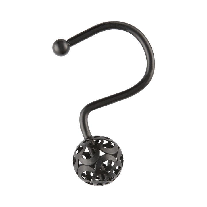 Utopia Alley Rust-Resistant Metal Shower Curtain Hooks with Hollow Ball Design, Shower Hooks Hangers for Bathroom, Kitchen Utensils, Curtains, Clothing, Towels etc - Set of 12