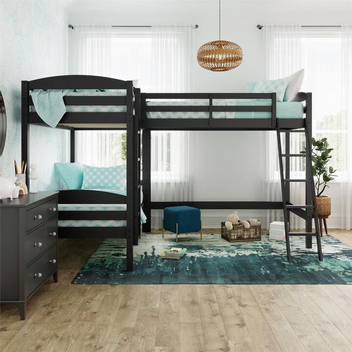 DHP Giselle Triple Wood Bunk Bed, Twin Size Beds, Espresso