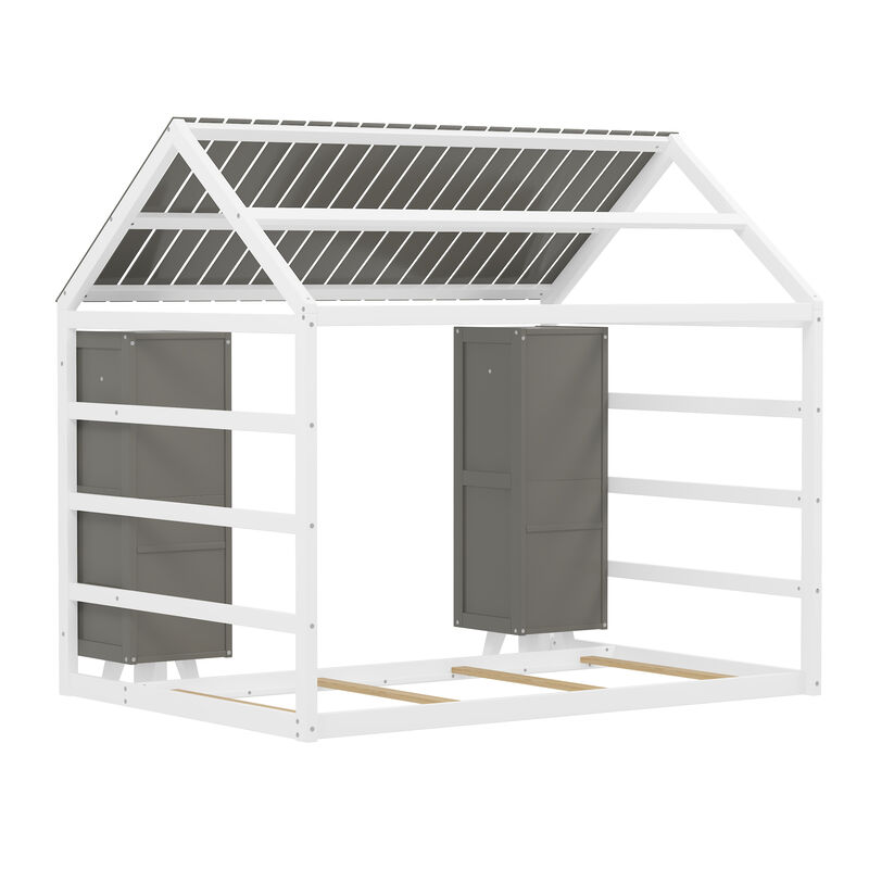 Merax Kids Floor Bed with Two Movable Wardrobes