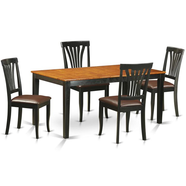 5 PC Kitchen Table set-Dining Table and 4 Leather Dining Chairs