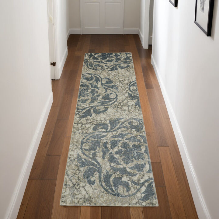HomeRoots Floral Distressed Non Skid Runner Rug