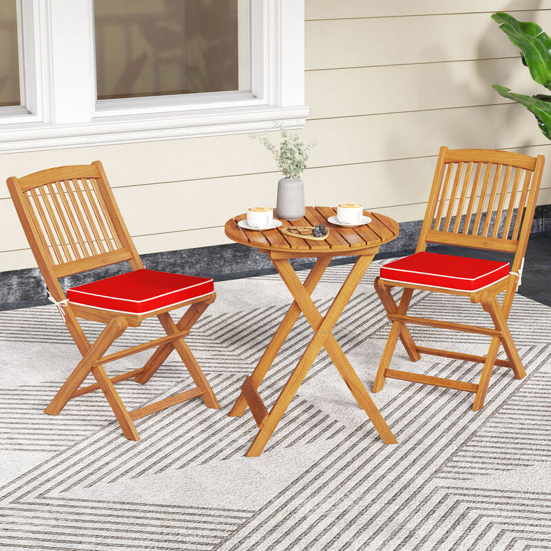 Outdoor Folding Chairs with Seat Cushions Set of 2