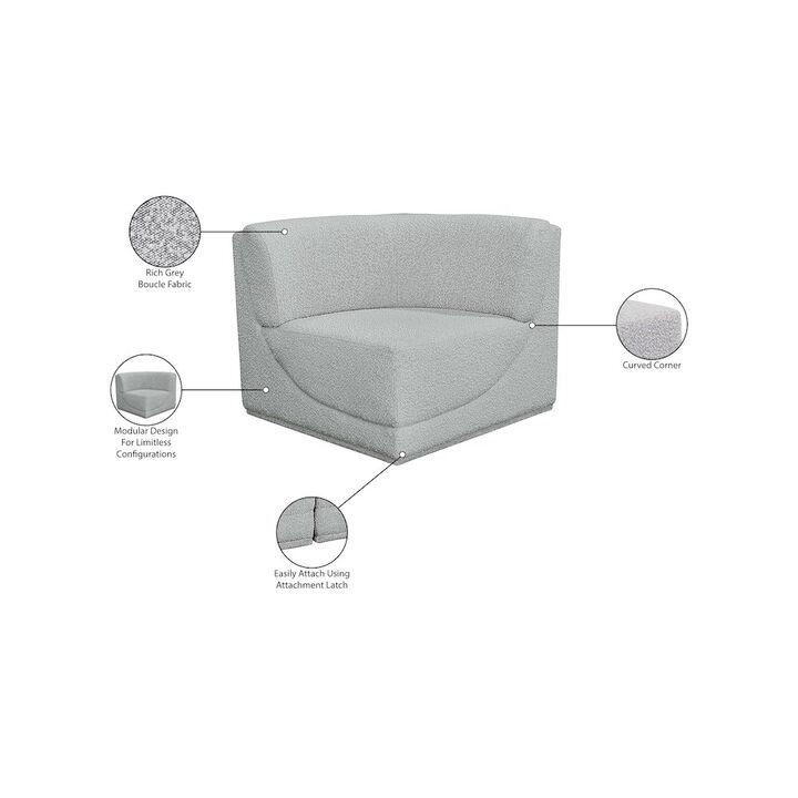 Meridian Furniture Ollie Grey Boucle Fabric Corner