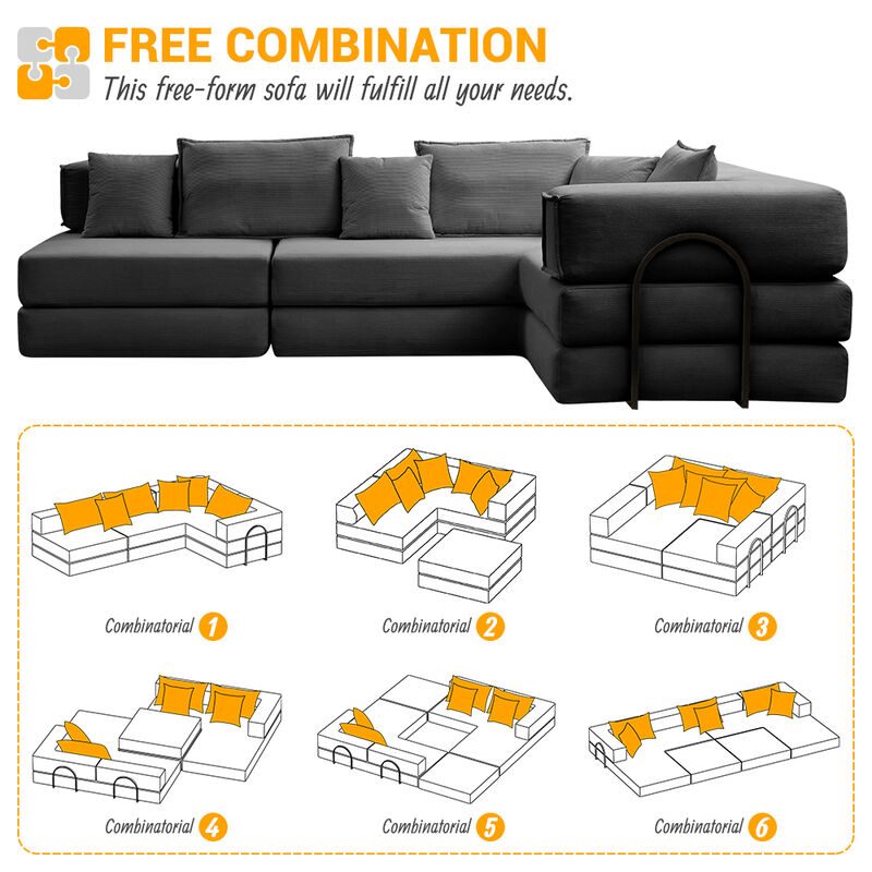 Merax Oversized Upholstered Sectional Sofa Couch Set