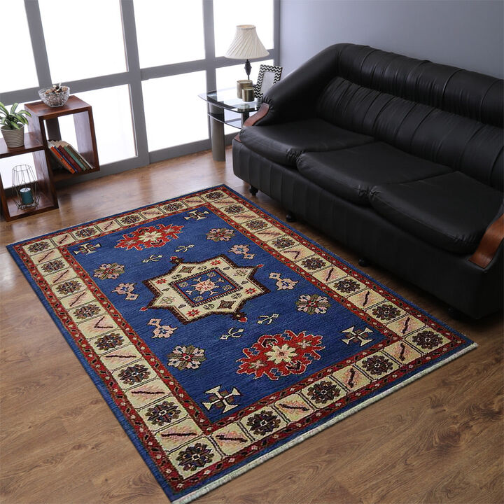 RUGSOTIC CARPETS HAND KNOTTED WOOL & SILK ECO-FRIENDLY ORIENTAL AREA RUGS  - Rectangle Shape, Classic Oriental Traditional , Low Pile Handmade Area Rugs (AF0110)