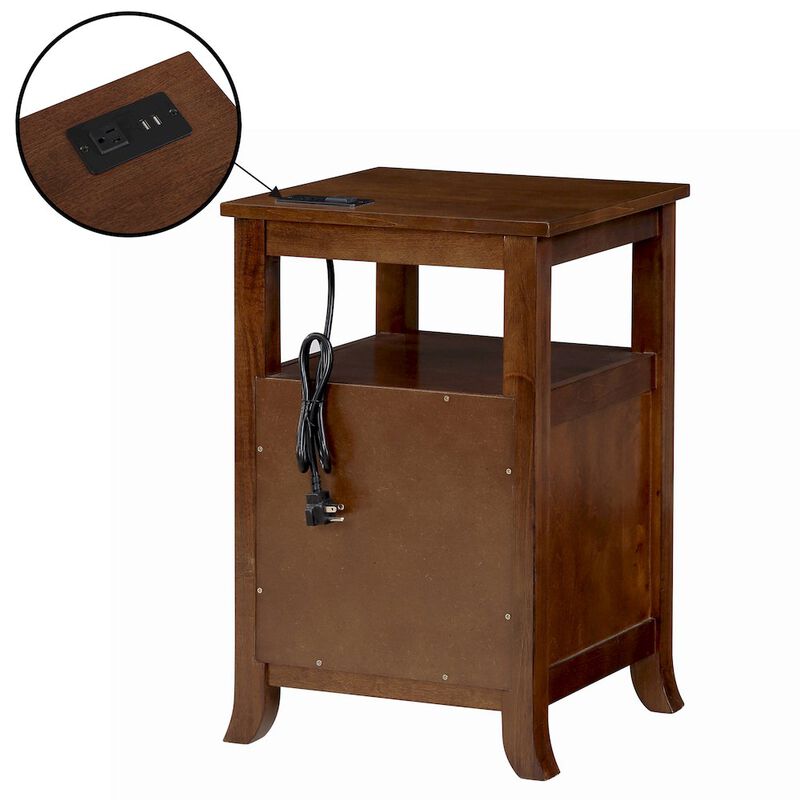 Convenience Concepts Melbourne 2 Drawer End Table with Charging Station and Shelf