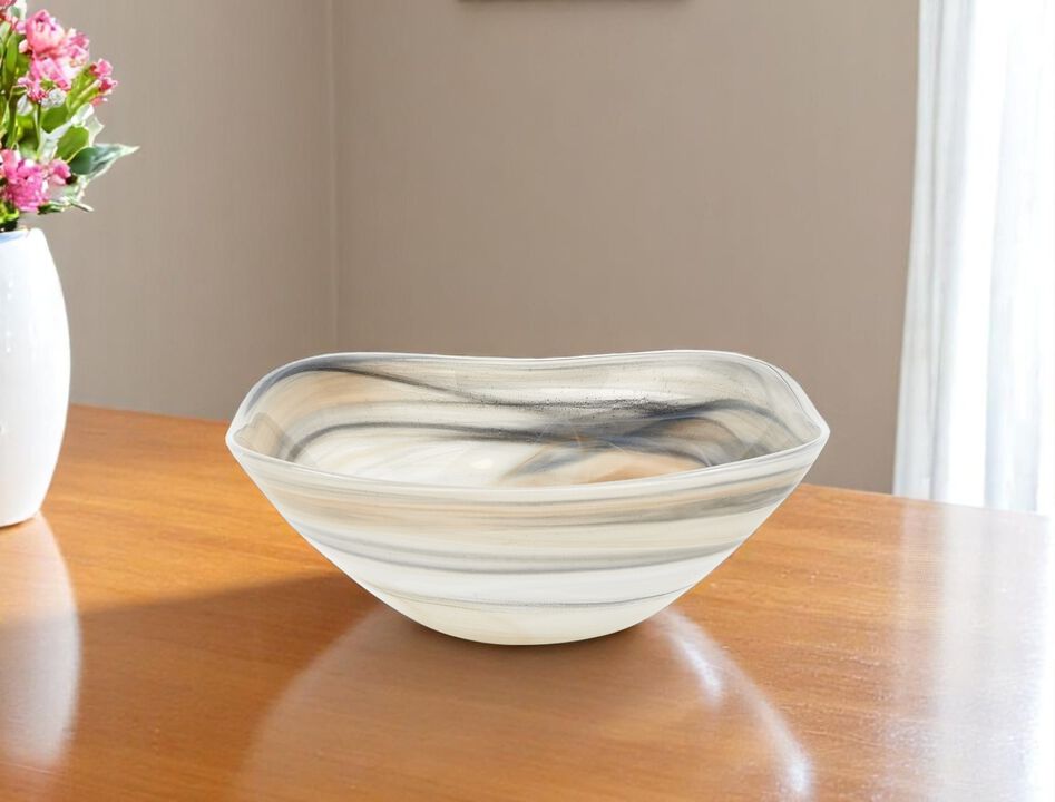 HomeRoots 10" Alabaster Glass Square Salad Bowl