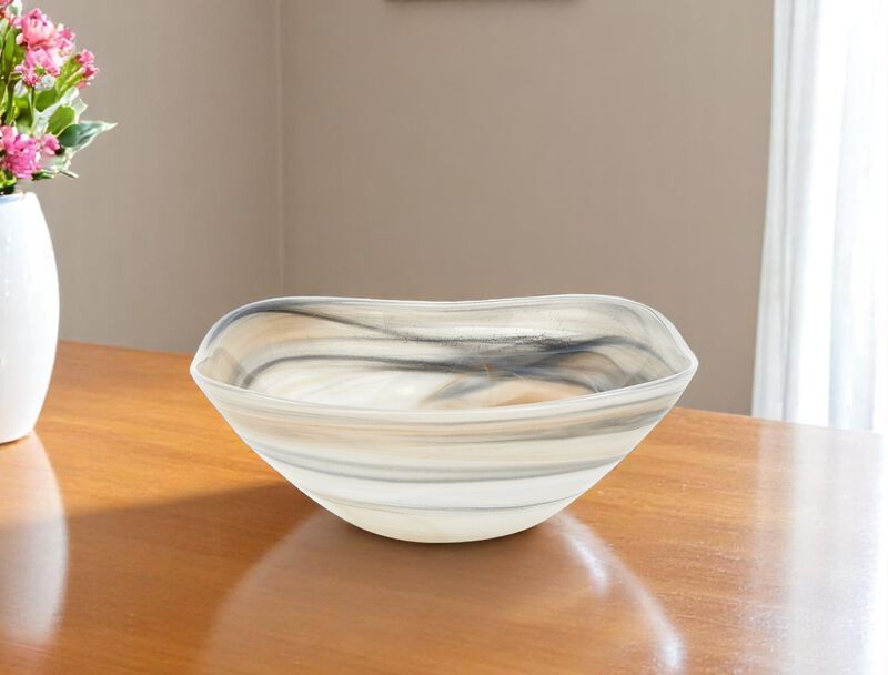 HomeRoots 10" Alabaster Glass Square Salad Bowl image number 1