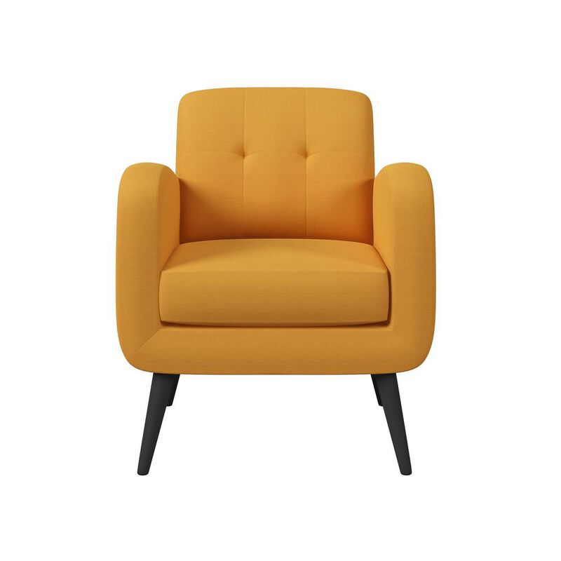 HL Home Furnishings Armchair in Mustard Yellow Linen with Espresso Legs