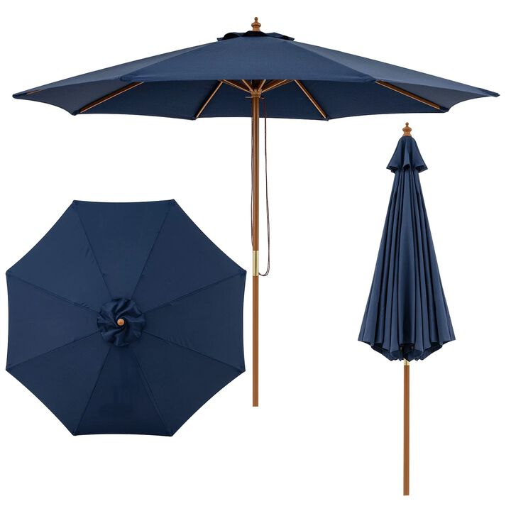 9 FT Patio Umbrella for Outdoor Dining Table Market Umbrella with 8 Sturdy Bamboo Ribs