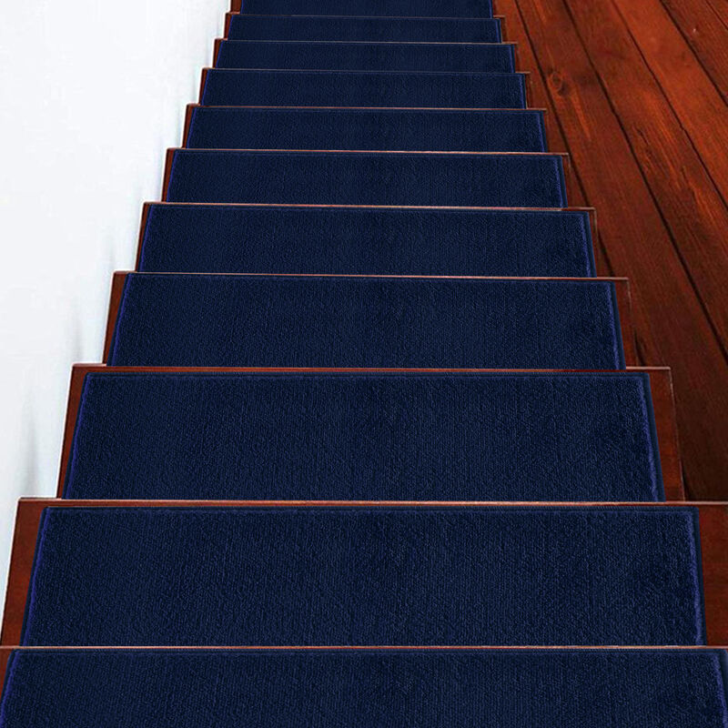 SUSSEXHOME Carpet Stair Treads Easy to Install with Double Adhesive Tape - Safe, 9" X 28" - Navy