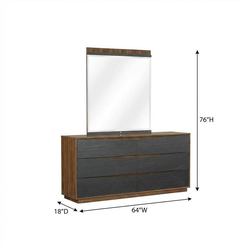 Michael Amini Kayner Dresser with Mirror - Charcoal image number 4
