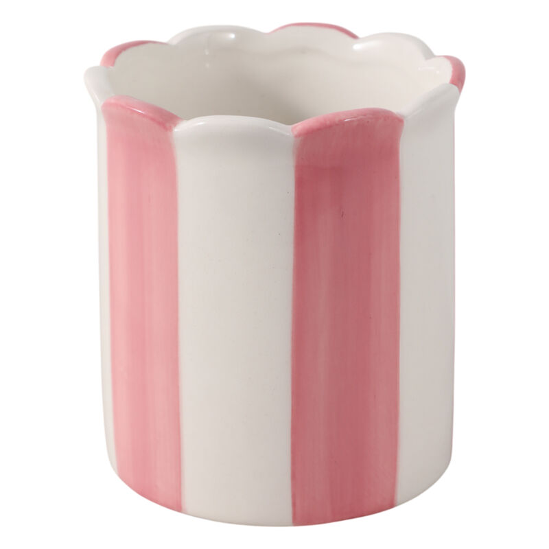 4" Striped Pencil Cup, Pink/ivory image number 2