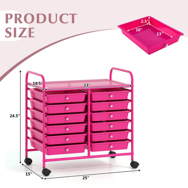 Hivvago 12 Drawers Rolling Storage Cart for Home and Office