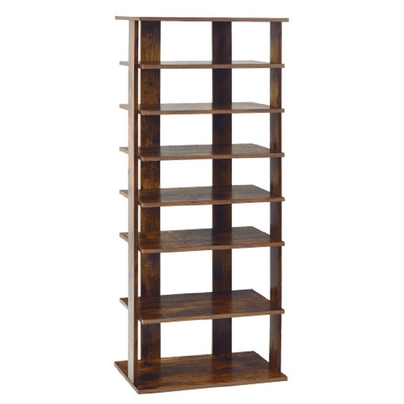 7-Tier Dual 14 Pair Shoe Rack Free Standing Concise Shelves Storage