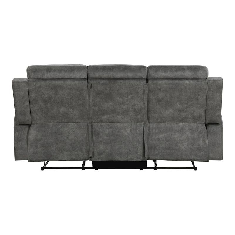 Lexicon Yates Microfiber Double Reclining Sofa In Dark Gray