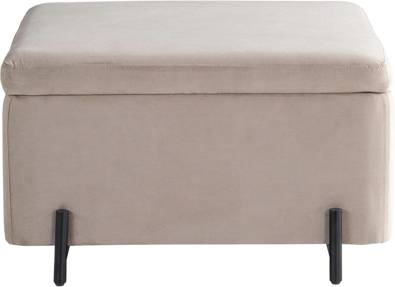 Connor 31.1-inch Taupe Velvet Storage Ottoman image number 0