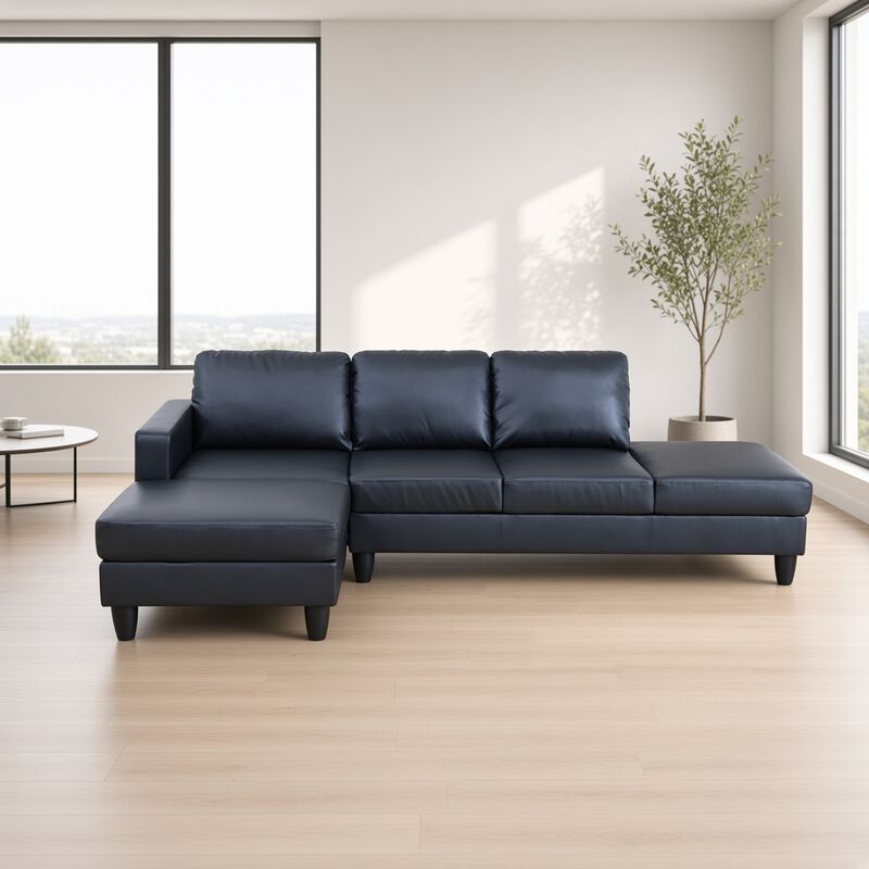 Lumzil Faux Leather Fabric L-Shaped Sectional Sofa image number 1
