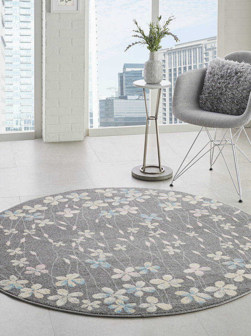Tranquil TRA04 Gray/Beige 5'3" x Round Rug