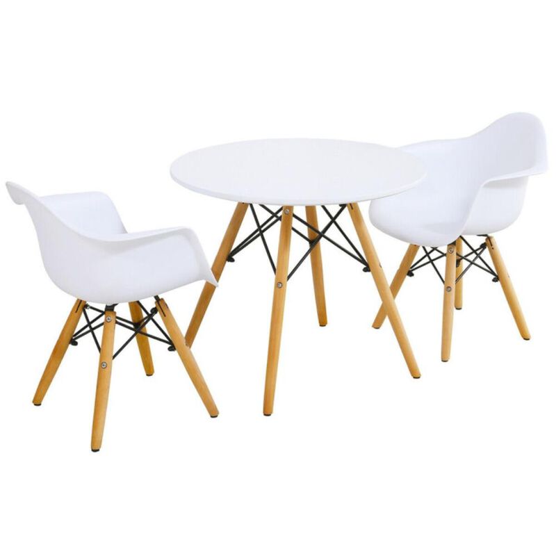 Hivvago 3 Pieces Kid's Modern Round Table Chair Set