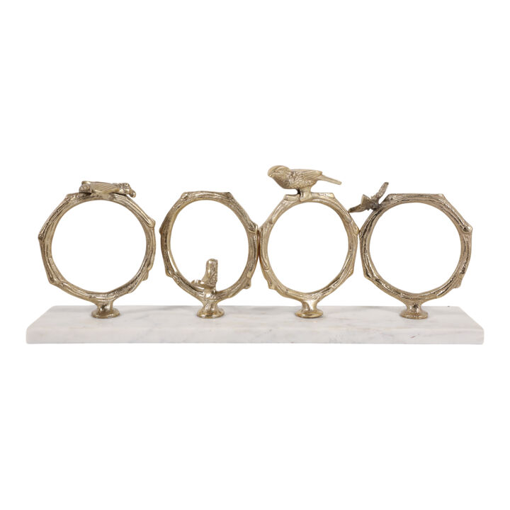 19x9" Birds On Branch Rings, Champagne/ White