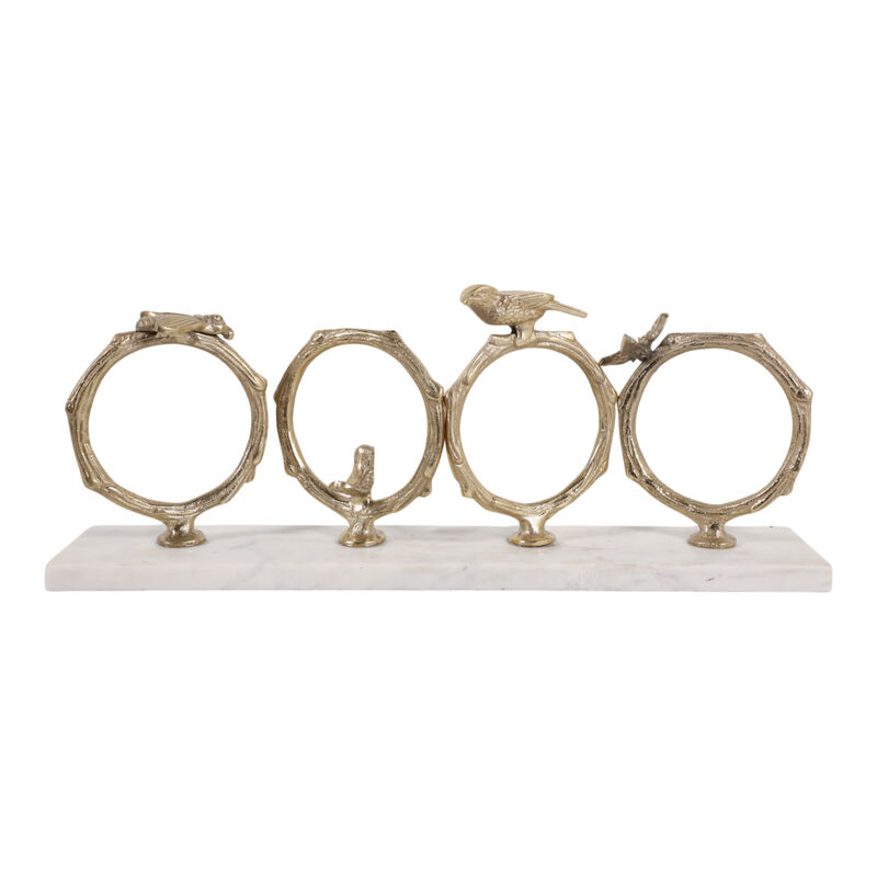 19x9" Birds On Branch Rings, Champagne/ White image number 0