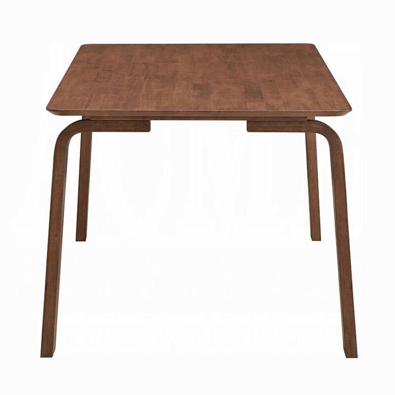 Kinni Dining Table, Walnut Brown Wood, Bent Legs, Rectangular 63 Inch